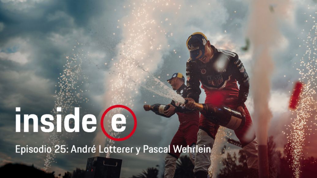 André Lotterer, Pascal Wehrlein (i-d), Podcast Inside E, 2021, Porsche AG
