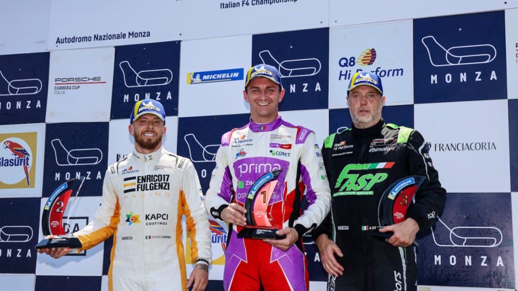 Il podio della Michelin Cup con Brusa Girondi e De Giacomi