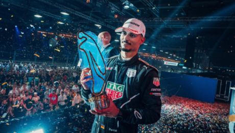 Formula E World Champion and Porsche works driver Pascal Wehrlein in profile