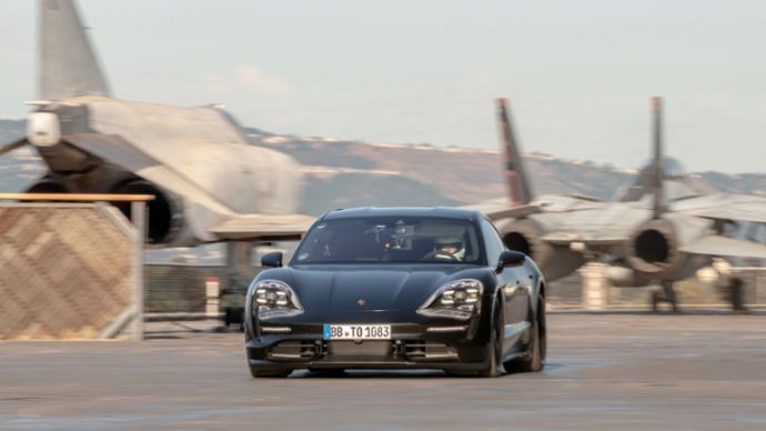 Porsche Taycan prototype, USS Hornet, 2019, Porsche AG