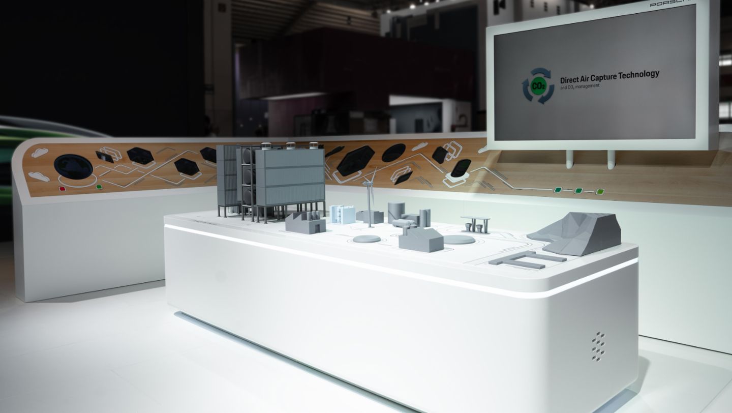 Model of a Direct Air Capture unit, VW Group stand at the IAA Summit, 2023, Porsche AG